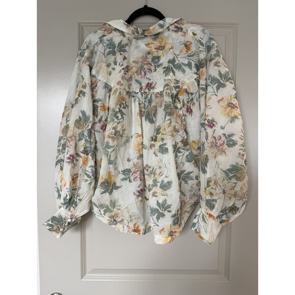 Anthropologie Pilcro Batwing Yoke Blouse Ivory Floral Combo Size Medium - Picture 10 of 10